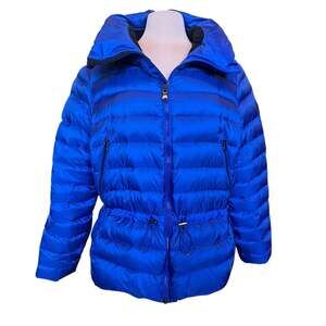 RLX Ralph Lauren Quilted Down Puffer Jacket Coat Women's XL Royal Blue High Neck